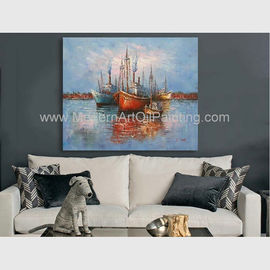 De dikke Schilderijen van de Olie Abstracte Zeilboot/de Met de hand geschilderde Schilderijen van het Bootlandschap