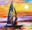Van het Zeegezichtolieverfschilderijen van de impressionismezonsopgang Flexibele de Zeilboot van het het Paletmes